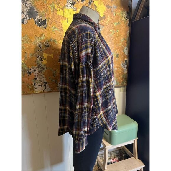 Free People Hidden Valley Plaid Flannel Big Shirt S - Picture 5 of 12